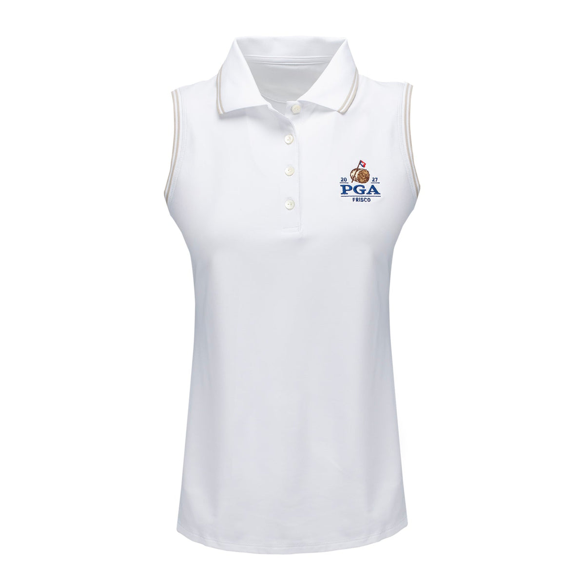 Peter Millar 2027 PGA Championship Women's Canterbury Tipped Sport Mesh Sleeveless Polo in White