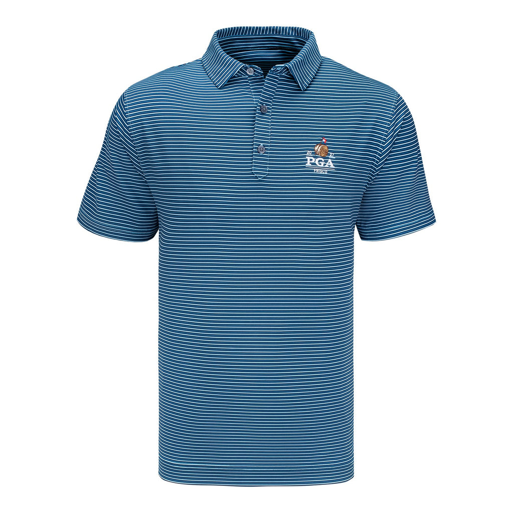 FootJoy 2027 PGA Championship Smooth Stripe Polo in Navy, Tonal Navy, and Light Blue