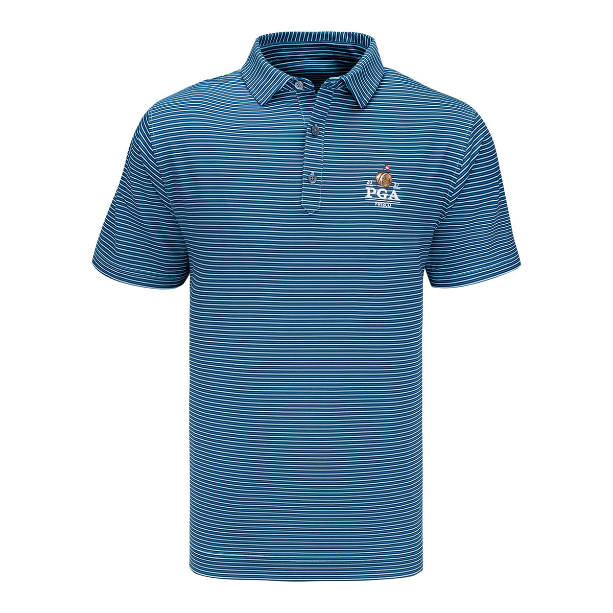 FootJoy 2027 PGA Championship Smooth Stripe Polo in Navy, Tonal Navy, and Light Blue