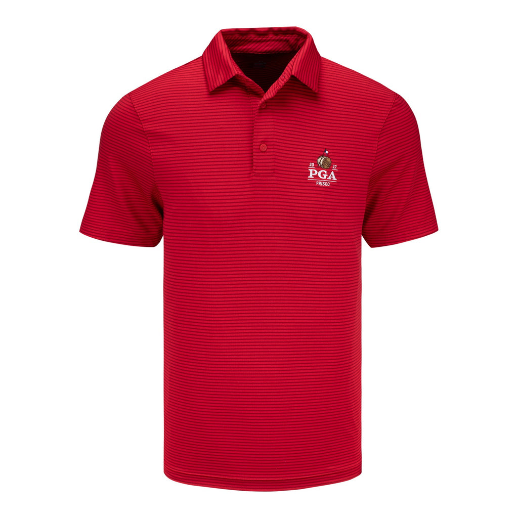 Under Armour 2027 PGA Championship Drive Stripe Polo in Red and Navy