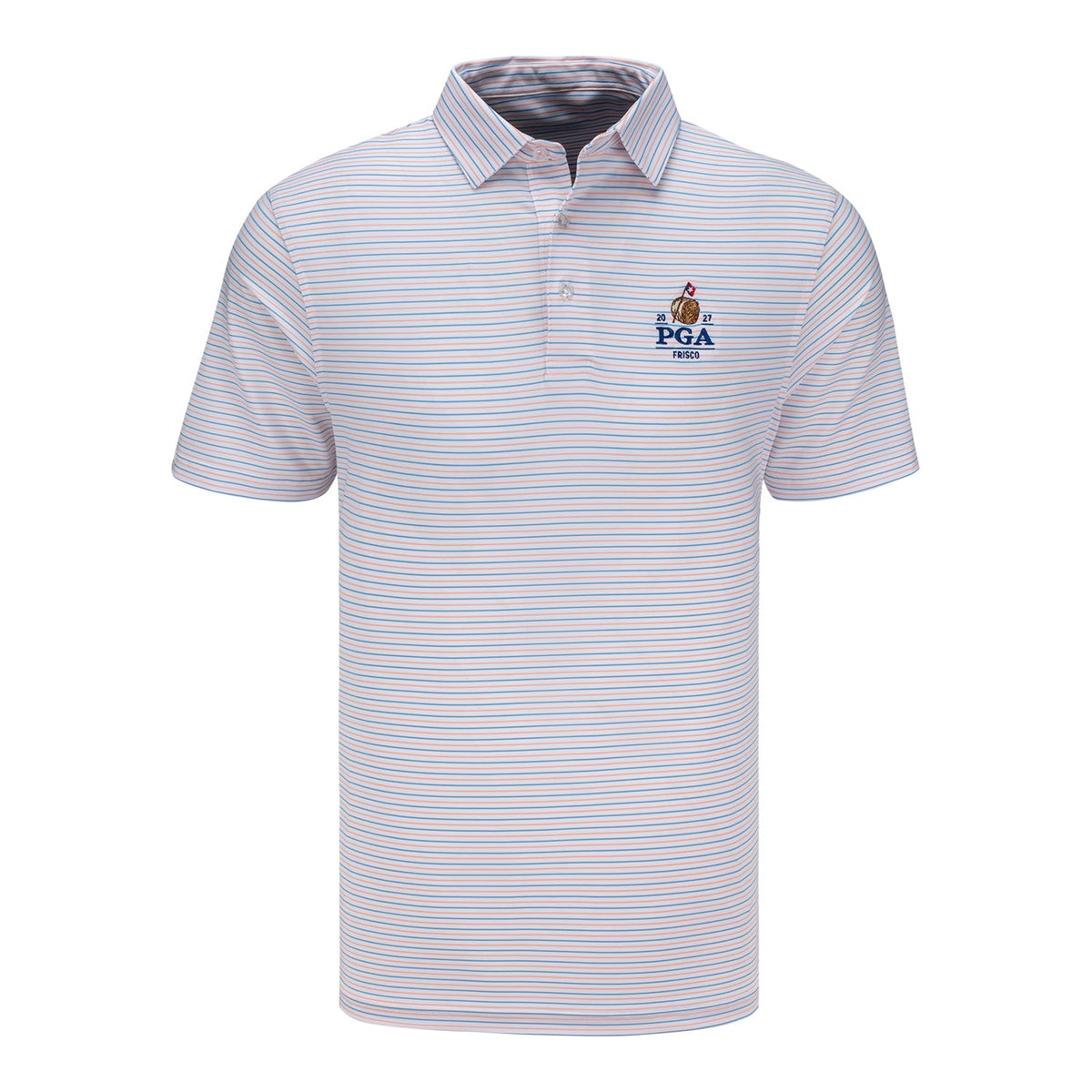 Straight Down 2027 PGA Championship Preserve Stripe Polo in Spritz
