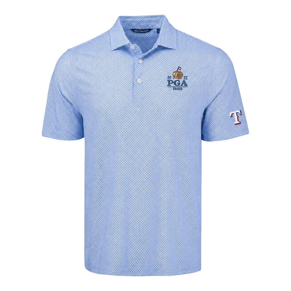 Cutter & Buck 2027 PGA Championship x Texas Rangers Co-Brand Diamond Dot Polo in Tour Blue