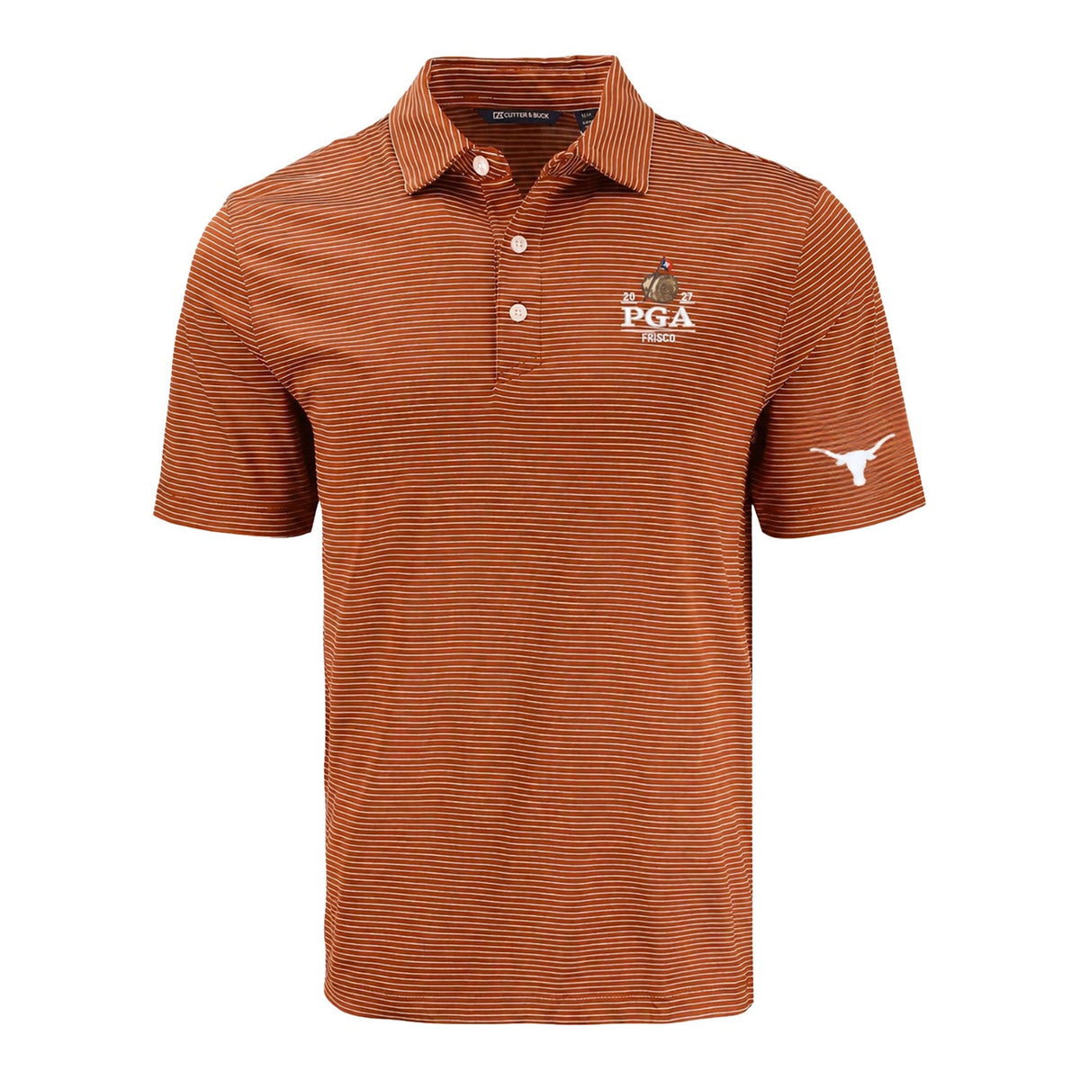 Cutter & Buck 2027 PGA Championship x University of Texas Co-Brand Forge Fine Line Polo in Texas Orange